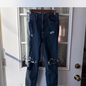 Good American Always Fits Size 6-12 Dark Indigo Ripped Skinny Jeans